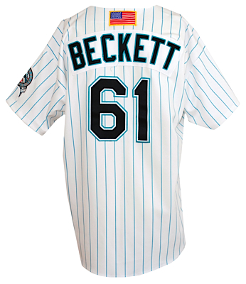 2001 Josh Beckett Rookie Florida Marlins Game-Used Home Jersey