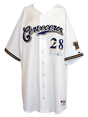 9/6/2008 Prince Fielder Milwaukee Brewers (Cerveceros) Game-Used & Autographed Home Jersey (MLB Authenticated) (JSA)
