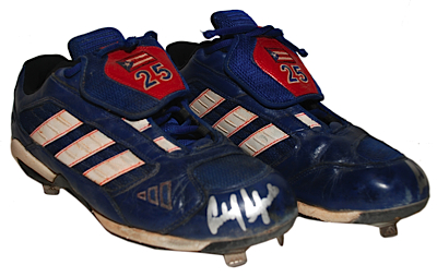 Lot of MLB Game-Used & Autographed Cleats - Giambi & Delgado (2) (JSA)