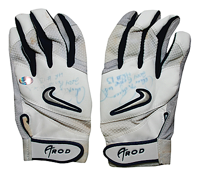 2004 Alex Rodriguez NY Yankees Game-Used & Autographed Home Run Batting Gloves (A-Rod LOA) (JSA)
