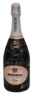 Brian McNamees 2000 NY Yankees World Championship Champagne Celebration Bottle & Locker Room Cap (2) (McNamee LOA)