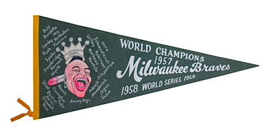 Framed 1957 Milwaukee Braves & 1960 Pittsburgh Pirates Original Pennants (2)