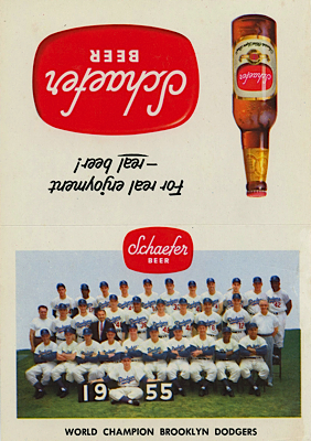 1955 Brooklyn Dodgers Schaefer Beer Display Piece and Map