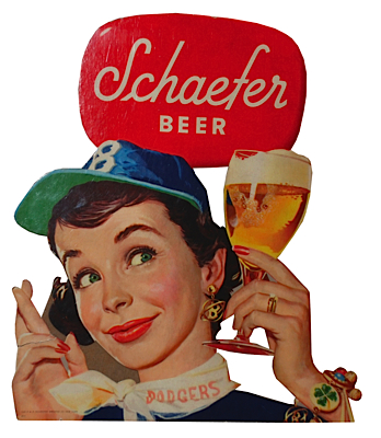 1950s Vintage Brooklyn Dodgers Schaefer Beer Die Cut Advertising Display