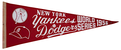 Original 1956 Yankees vs. Dodgers World Series Pennant