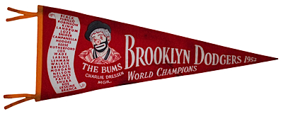 Original 1952 Brooklyn Dodgers World Champions Phantom Pennant (Rare)