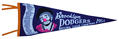 Original 1955 Brooklyn Dodgers National League Champions Pennant (Mint)