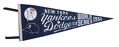 Original 1955 Yankees vs. Dodgers World Series Pennant