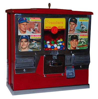 1950s Oak Premier Baseball Card & Gumball Vending Machine