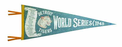 Framed Original 1945 Detroit Tigers World Series Pennant