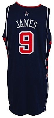 2004 LeBron James Rookie Team USA Olympic Basketball Game-Used Road Jersey