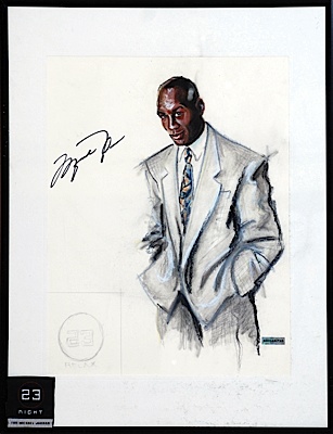 Framed Michael Jordan Bigsby & Kruthers One-of-a-Kind Autographed Sketch With Jordans Personal Business Card (2) (Pristine Provenance) (JSA) (UDA)