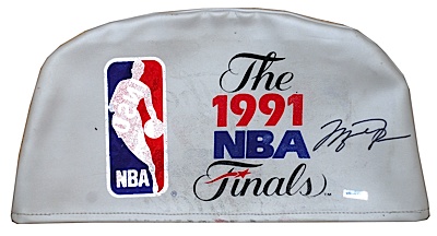 1991 NBA Finals Seatback Cover Autographed by Michael Jordan (Jordans First Championship) (JSA) (UDA)