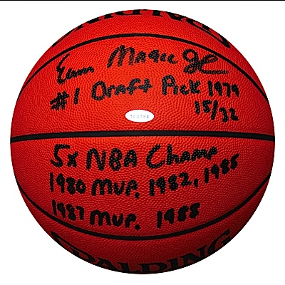 Earvin "Magic" Johnson Autographed Limited Edition Stat Basketball (JSA) (Steiner COA)