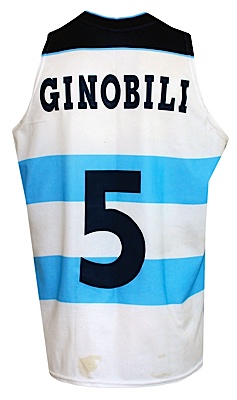 2002 Manu Ginobili Argentina FIBA World Basketball Championships Game-Used Home Jersey