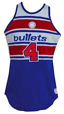 Circa 1986 Moses Malone Washington Bullets Game-Used Road Jersey with Shorts & Socks (4)