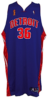 2005 Rasheed Wallace Detroit Pistons Game-Used NBA Finals Road Jersey & Shooting Shirts (3)