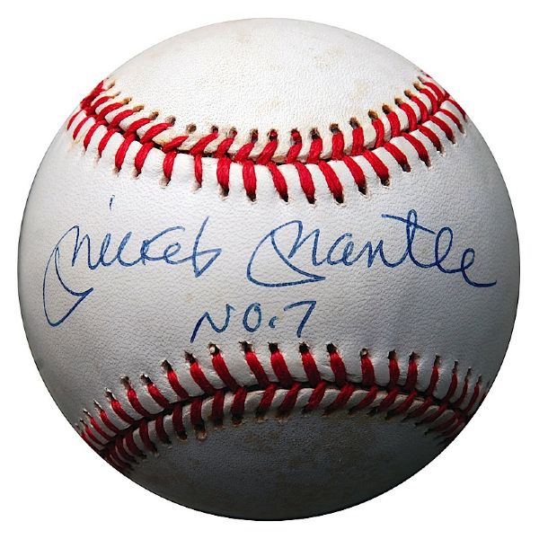 Mickey Mantle Single-Signed Baseball Inscribed "NO 7" (JSA) (UDA)
