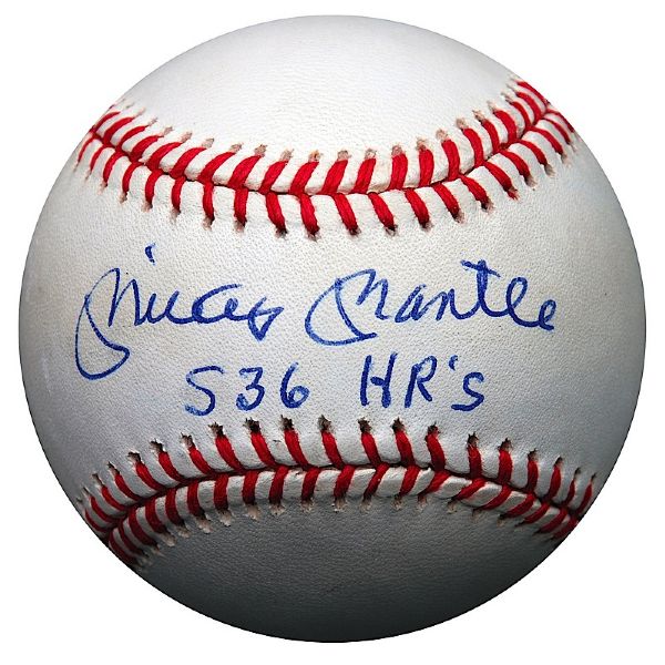 Mickey Mantle Single-Signed Baseball Inscribed "536 HRs” (JSA)
