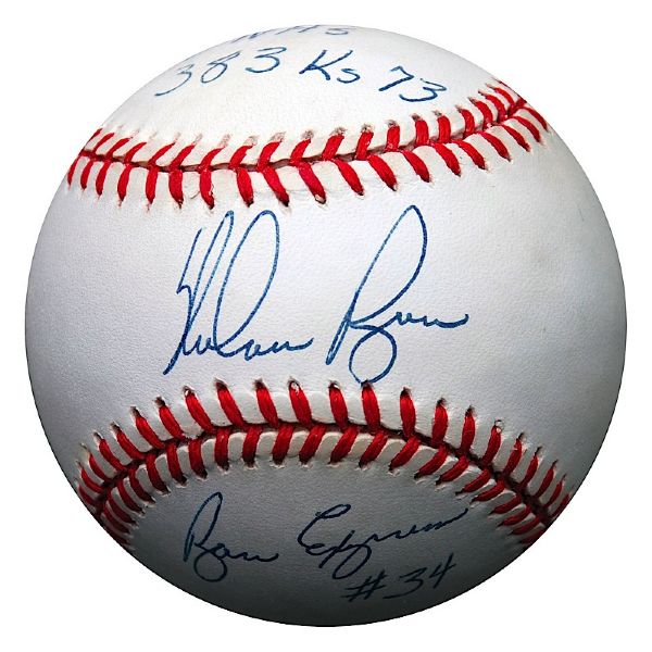 Nolan Ryan Autographed Stat Baseball (JSA)