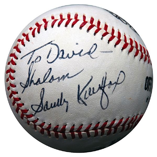 Sandy Koufax Single-Signed Baseball Inscribed "Shalom" (JSA)