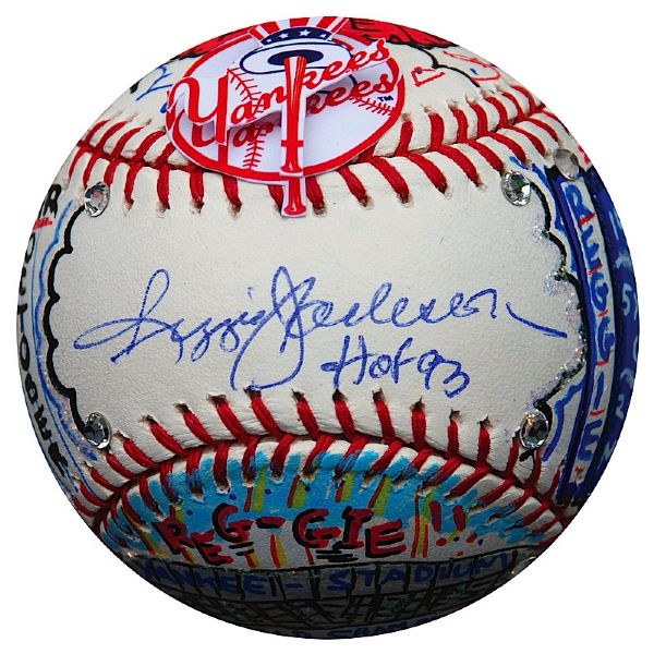Reggie Jackson One of a Kind Single-Signed Baseball Hand Painted by Charles Fazzino (JSA) (MLB)