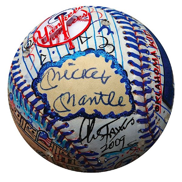 Mickey Mantle One of a Kind Single-Signed Baseball Hand Painted by Charles Fazzino (JSA)
