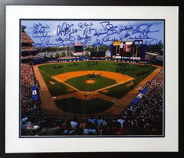 Framed NY Mets Autographed Photo of Shea Stadium - 32 Signatures (Steiner COA) (JSA)