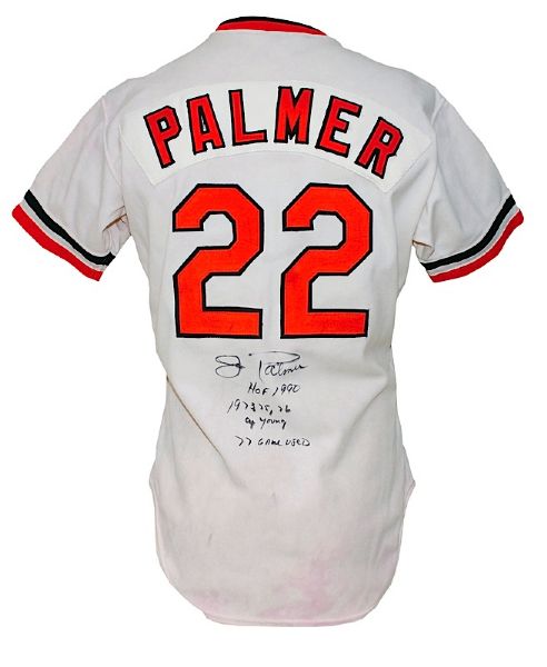 1977 Jim Palmer Baltimore Orioles Game-Used & Autographed Home Jersey  (JSA)