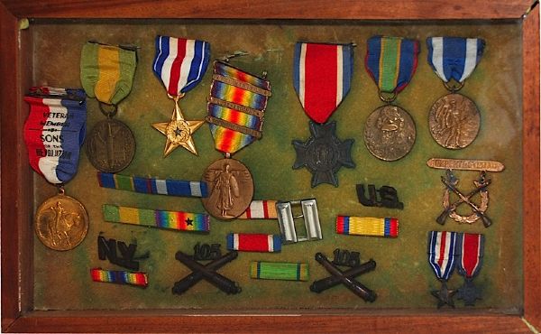 Framed Collection of United States WWI Medals and Ribbons (24)