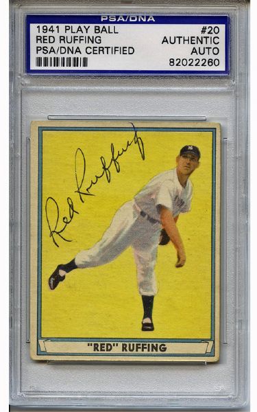 Red Ruffing Autographed 1941 Play Ball Card (PSA/DNA)