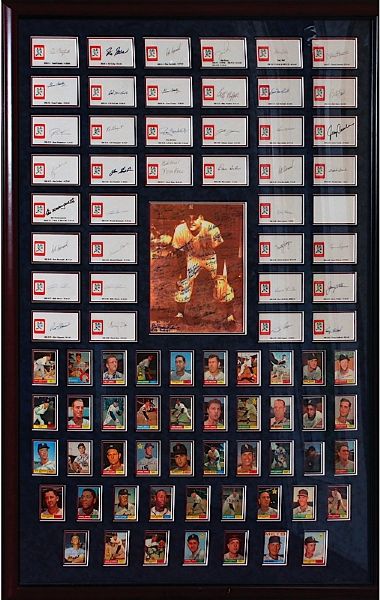 Museum Quality Framed 1961 Roger Maris Complete Home Run Record Breaking Season Collection of Opposing Pitcher Autographed Cuts & Baseball Cards (JSA) (Sourced From Maris Golf Tourney)