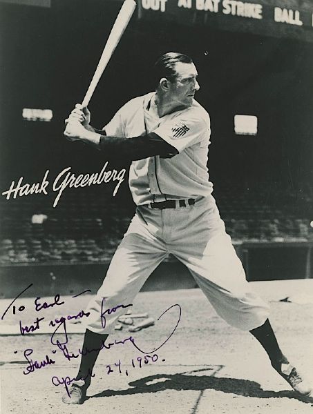 4/24/1950 Hank Greenberg Vintage Autographed Photograph (JSA)