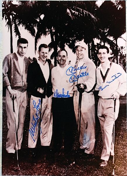 Mantle, Martin, Ford & Lawler Autographed Photo (JSA)