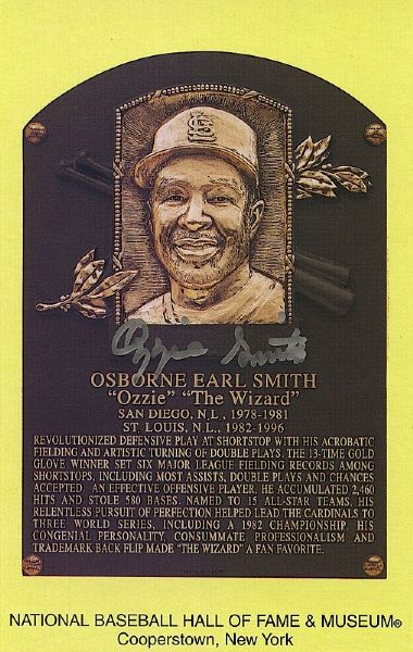 Lot of Ozzie Smith Autographed Hall of Fame Plaques (5) (JSA)