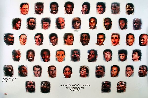 Michael Jordan Autographed 50 Greatest Players Display Piece (JSA) (UDA)