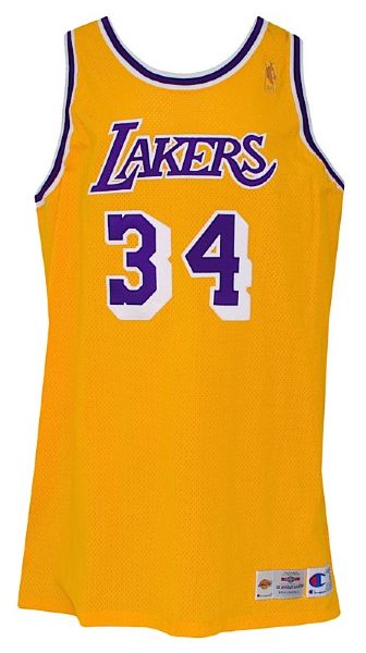 1996-1997 Shaquille ONeal Los Angeles Lakers Game-Used Home Jersey  