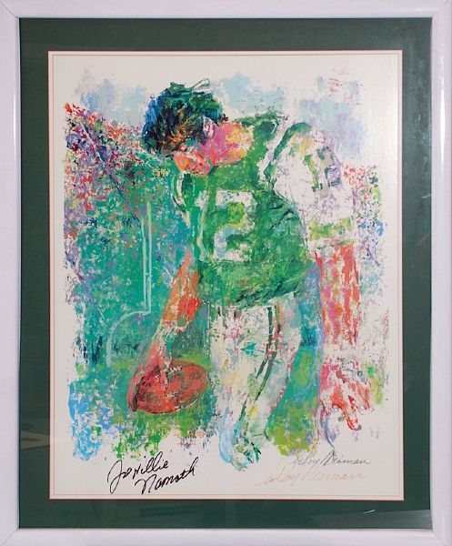 Framed Joe "Willie" Namath NY Jets LeRoy Neiman Autographed Poster (JSA)