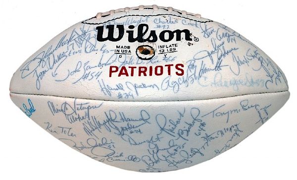 1981 New England Patriots Team Autographed Football (JSA)