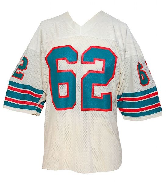 Mid 1970s Jim Langer Miami Dolphins Game-Used Road Jersey (Team Repairs) 