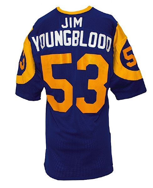 Mid 1970s Jim Youngblood Los Angeles Rams Game-Used Home Jersey (Team Repairs) 