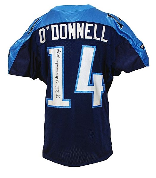 2001 Neil ODonnell Tennessee Titans Game-Used & Autographed Home Jersey (JSA)