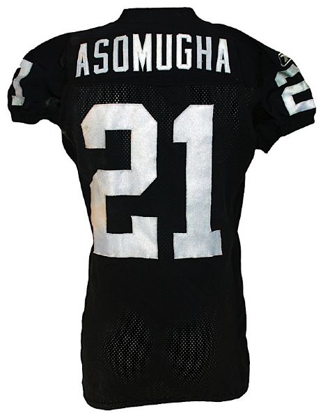 9/27/09 Nnamdi Asomugha Oakland Raiders Game-Used Home Jersey (JO Sports LOA) (Oakland Raiders LOA) (Unwashed)