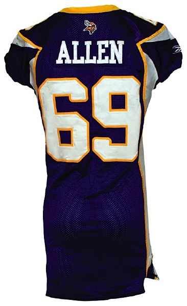 11/9/08 Jared Allen Minnesota Vikings Game-Used Home Jersey (Team Repairs) (JO Sports LOA) (Minnesota Vikings LOA) 