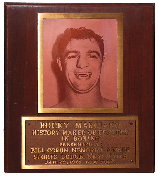 1/22/1961 Rocky Marciano "History Maker of Century in Boxing" Jewish Organization Award