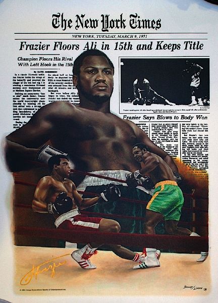 Lot of Joe Frazier Autographed NY Times Repro Posters after Ali Fight (5) (JSA)