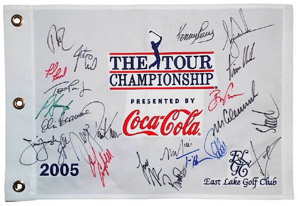 2005 Tour Championship at East Lake Golf Club Autographed Pin Flag (JSA)