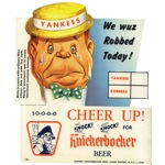1950s NY Yankees Knickerbocker Beer Double Sided Advertising Sign (Very Rare)