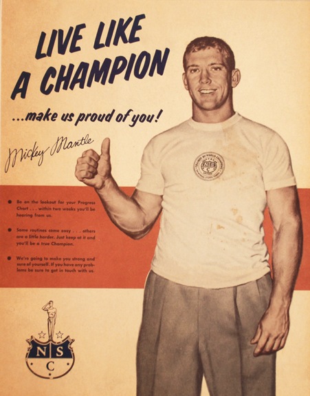1950s Mickey Mantle National Sports Council Heavy Cardboard Brochure Including Berra and Cousy
