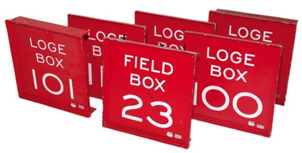 Fenway Park "Field Box" and 4 “Loge Box” Signs (5) (Steiner) (MLB Auth)